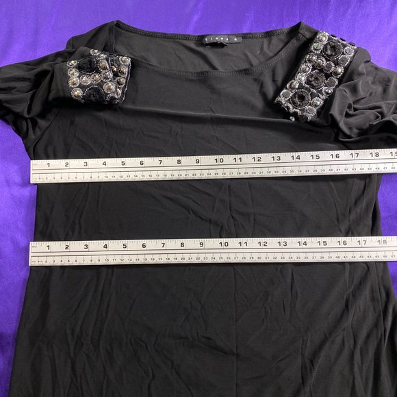 📌Tiana B. 70s Style Beaded Trim Shift Dress - Picture 8 of 12